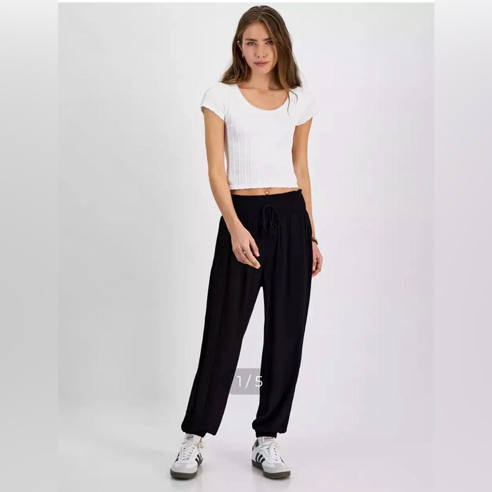Kingston Black Women's Smocked Track Pants Joggers Size Large